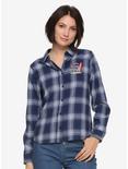Disney Lilo & Stitch Beach Chair Flannel Womens Woven Button-Up - BoxLunch Exclusive, BLUE, hi-res