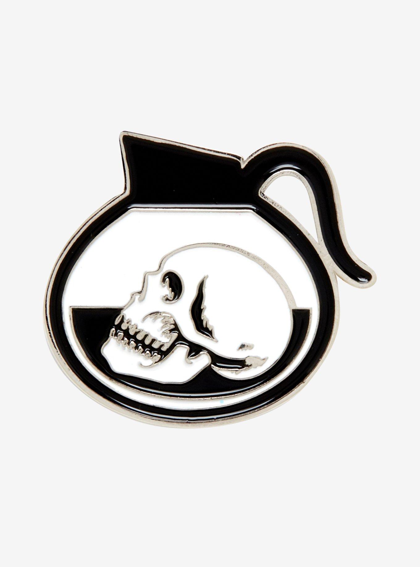 Coffee Pot Skull Enamel Pin, , hi-res