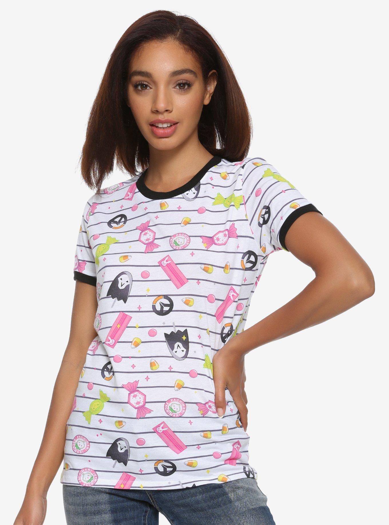 Overwatch Halloween Candy Striped Girls Ringer T-Shirt, MULTI, hi-res