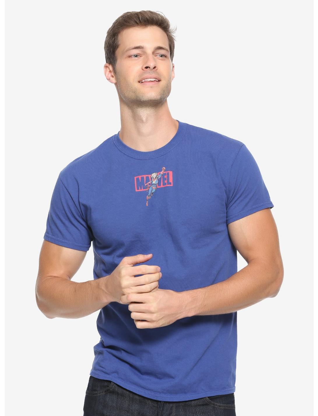 Marvel Captain Marvel Logo T-Shirt - BoxLunch Exclusive, BLUE, hi-res