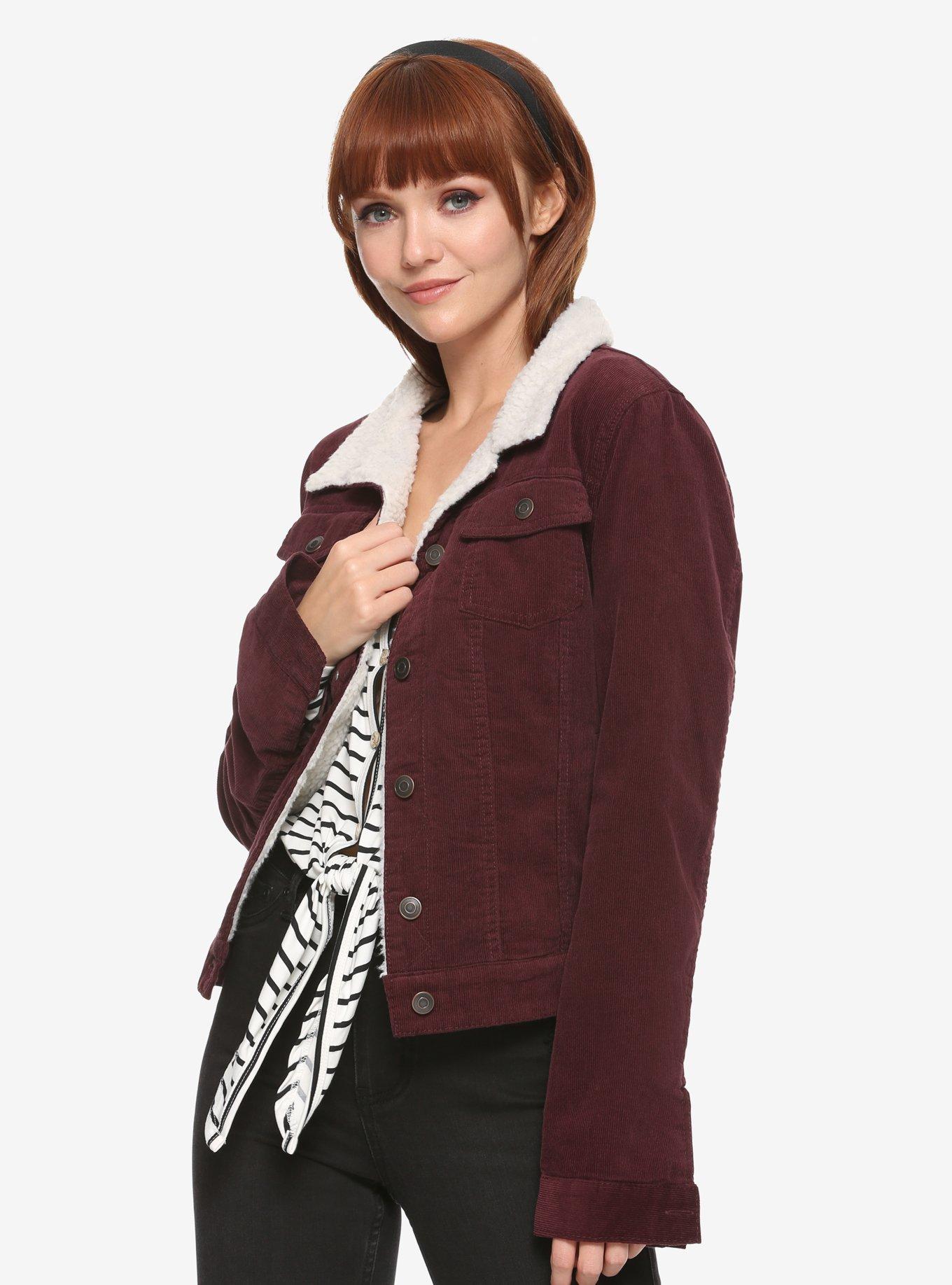 Burgundy corduroy outlet sherpa jacket