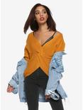 Yellow Twist Front Girls Sweater Top, YELLOW, hi-res