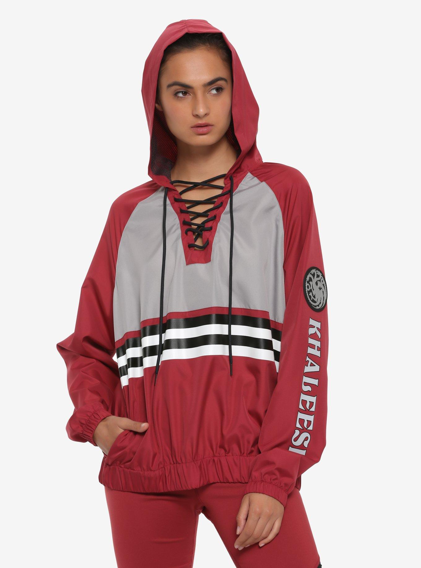 Game of Thrones Daenerys Lace-Up Womens Windbreaker - BoxLunch Exclusive, MAROON, hi-res view 1
