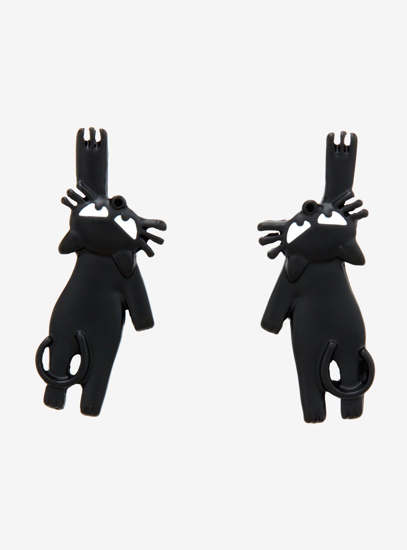 Black Cat Hanging Earrings Hot Topic