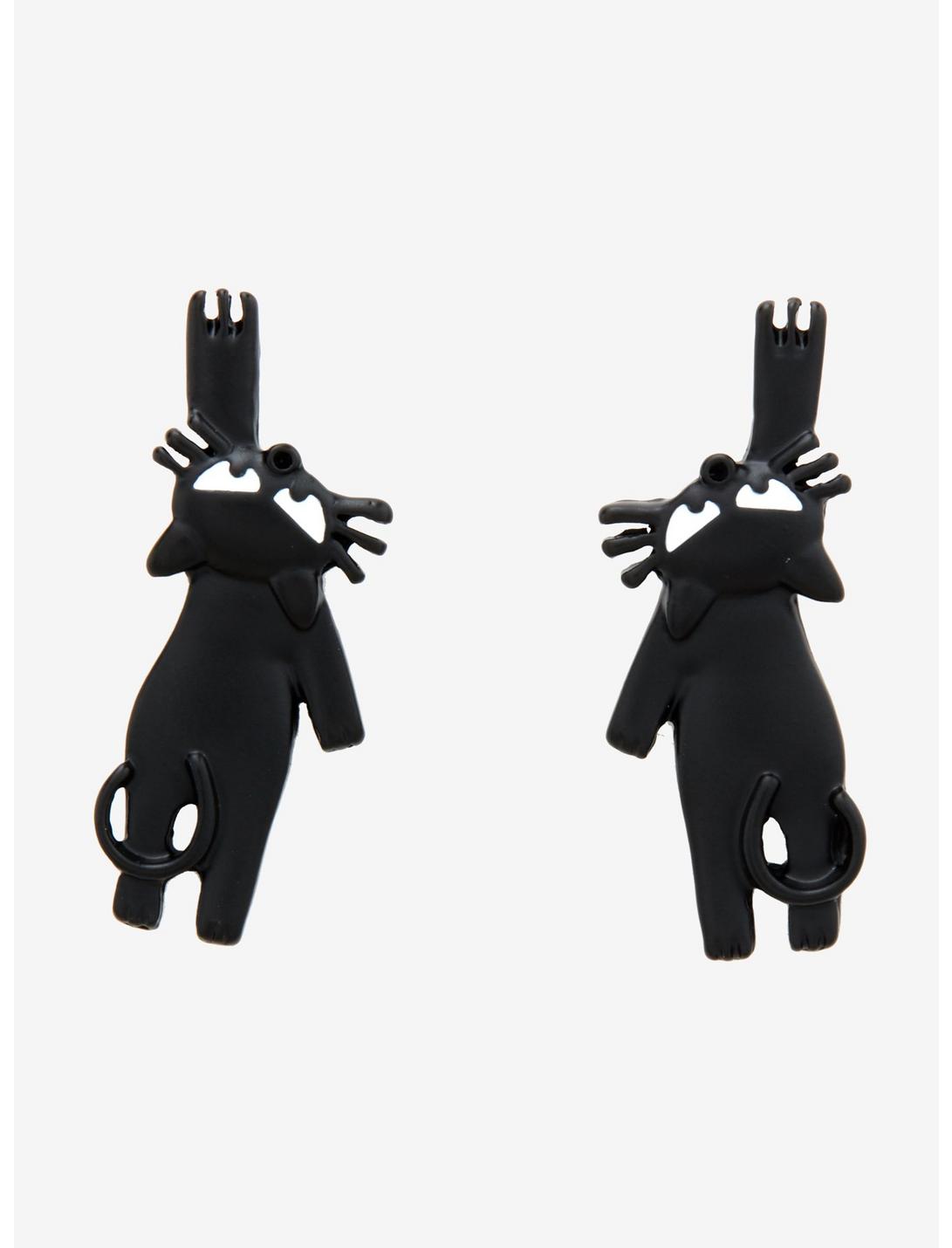 Black Cat Hanging Earrings, , hi-res