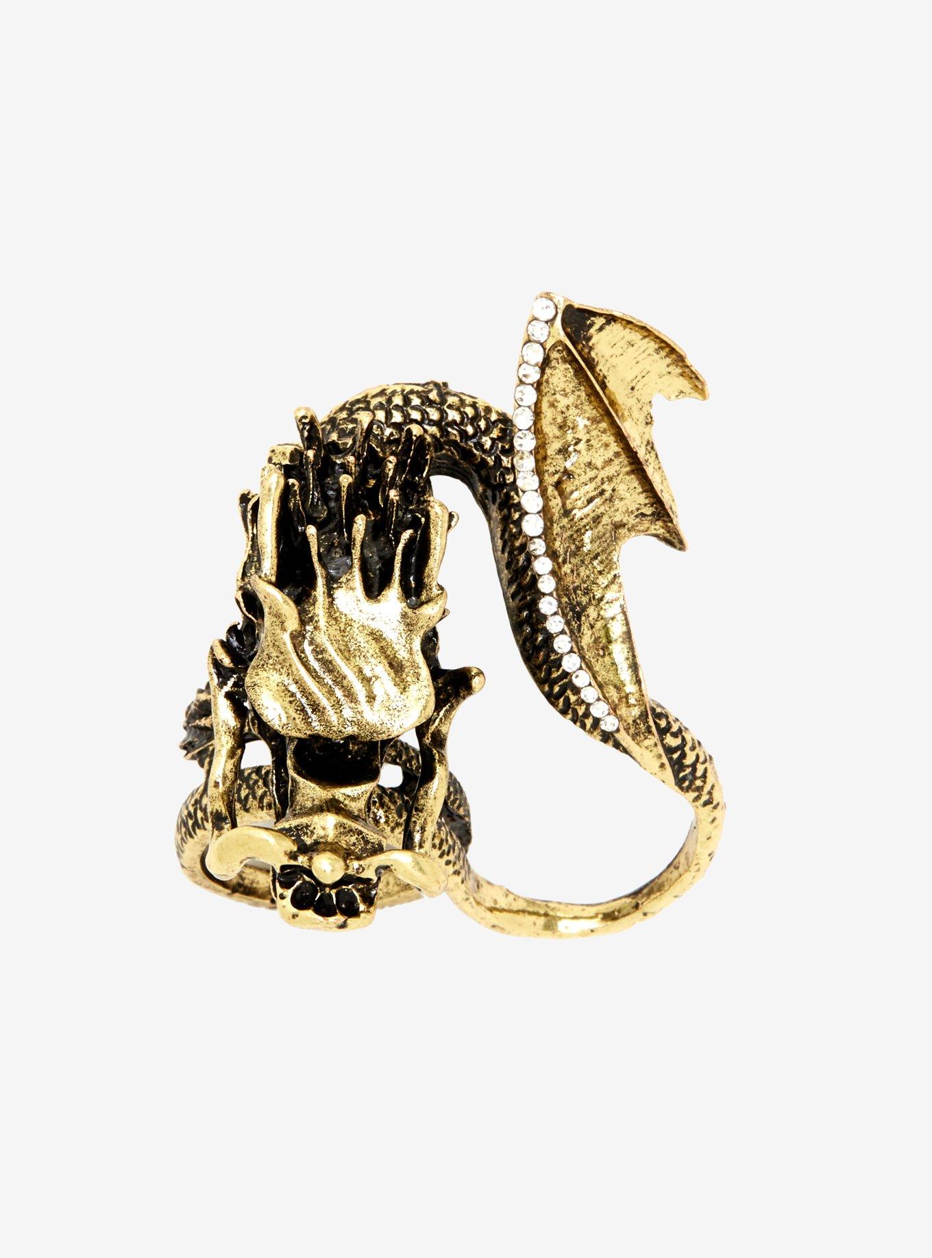 Dragon Gemstone Two-Finger Ring, , hi-res