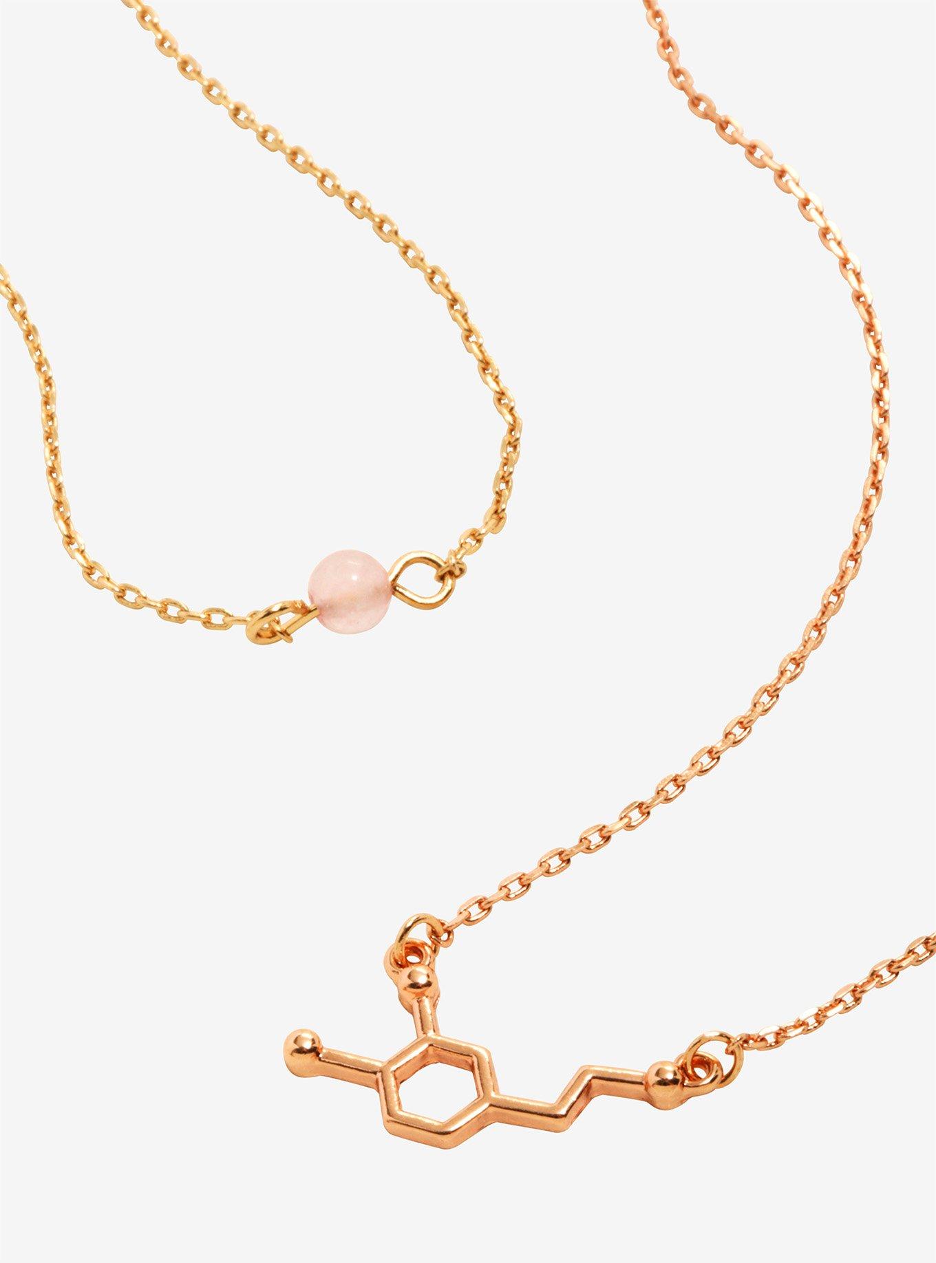 Dopamine Rose Quartz Molecule Structure Necklace Set - BoxLunch Exclusive, , hi-res