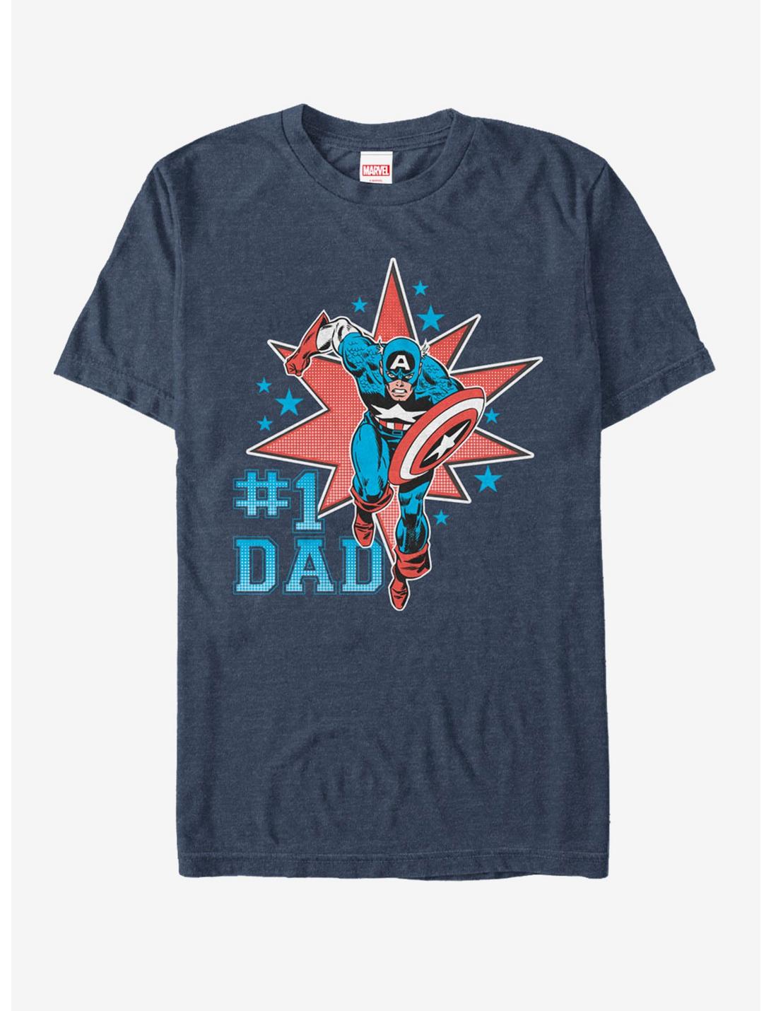 Marvel Captain America Number 1 Dad T-Shirt, NAVY HTR, hi-res