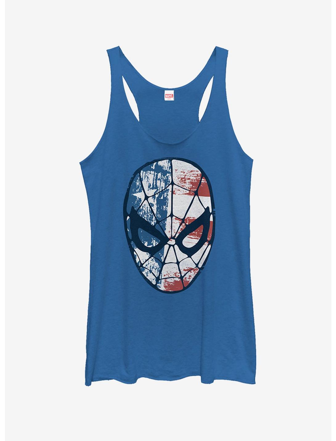 Marvel 4th of July Spider-Man American Flag Mask Girls Tank, ROY HTR, hi-res