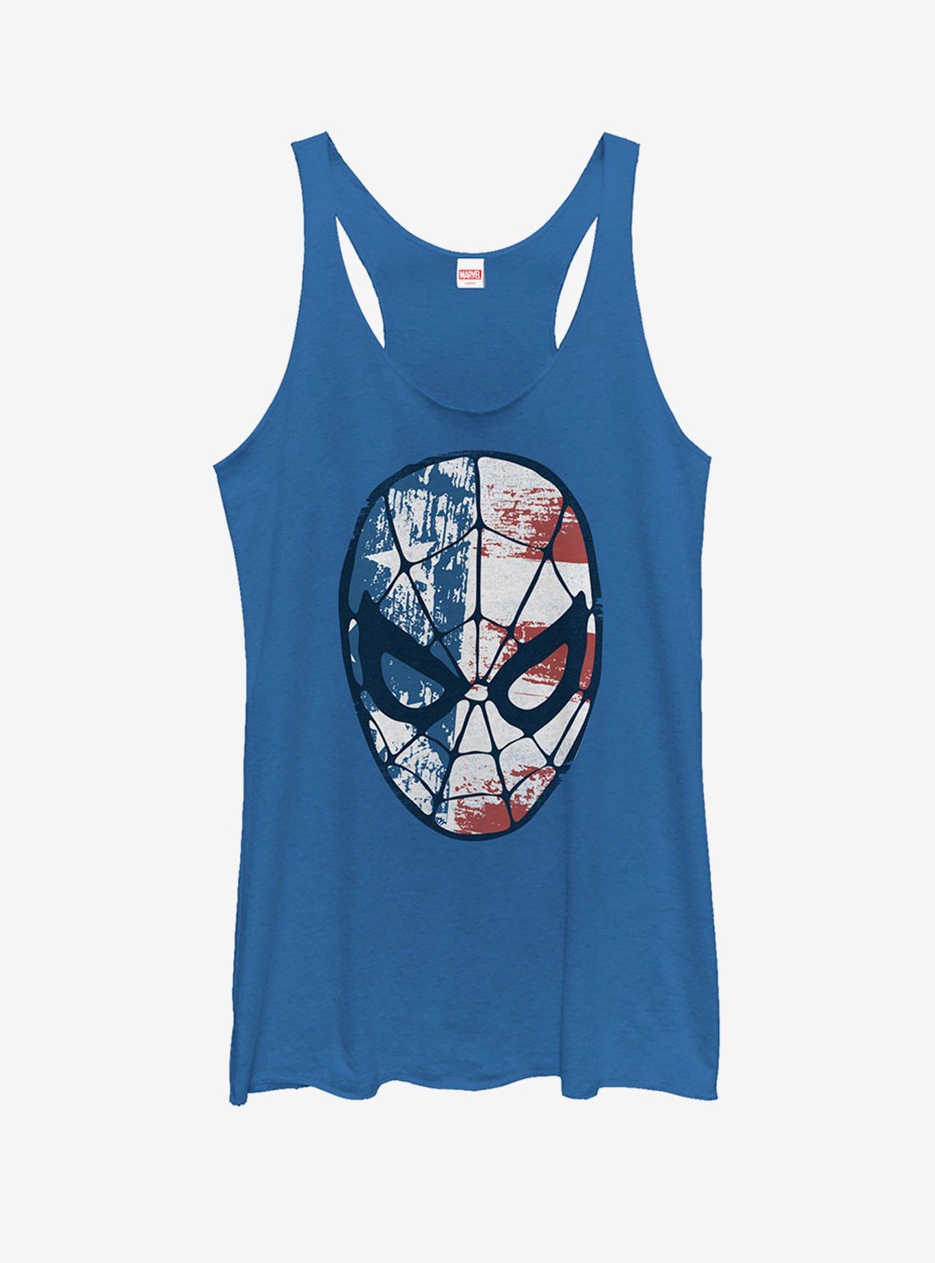 Marvel 4th of July Spider-Man American Flag Mask Girls Tank, ROY HTR, hi-res
