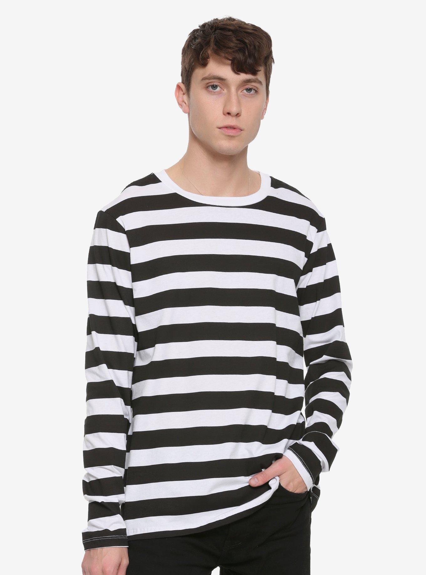 XXX Rude Black & White Striped Long-Sleeve T-Shirt, STRIPES, hi-res