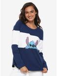 Disney Lilo & Stitch Tri-Panel Stitch Womens Sweatshirt - BoxLunch Exclusive, BLUE, hi-res