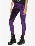 Blackheart Purple Velvet Leggings, PURPLE, hi-res