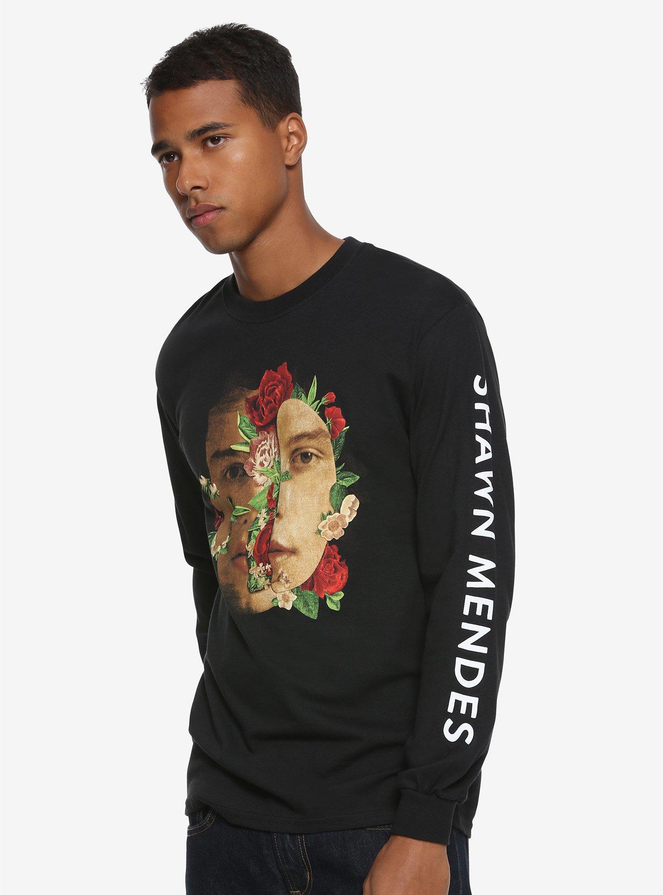 Shawn Mendes Flower Mask Long-Sleeve T-Shirt, BLACK, hi-res