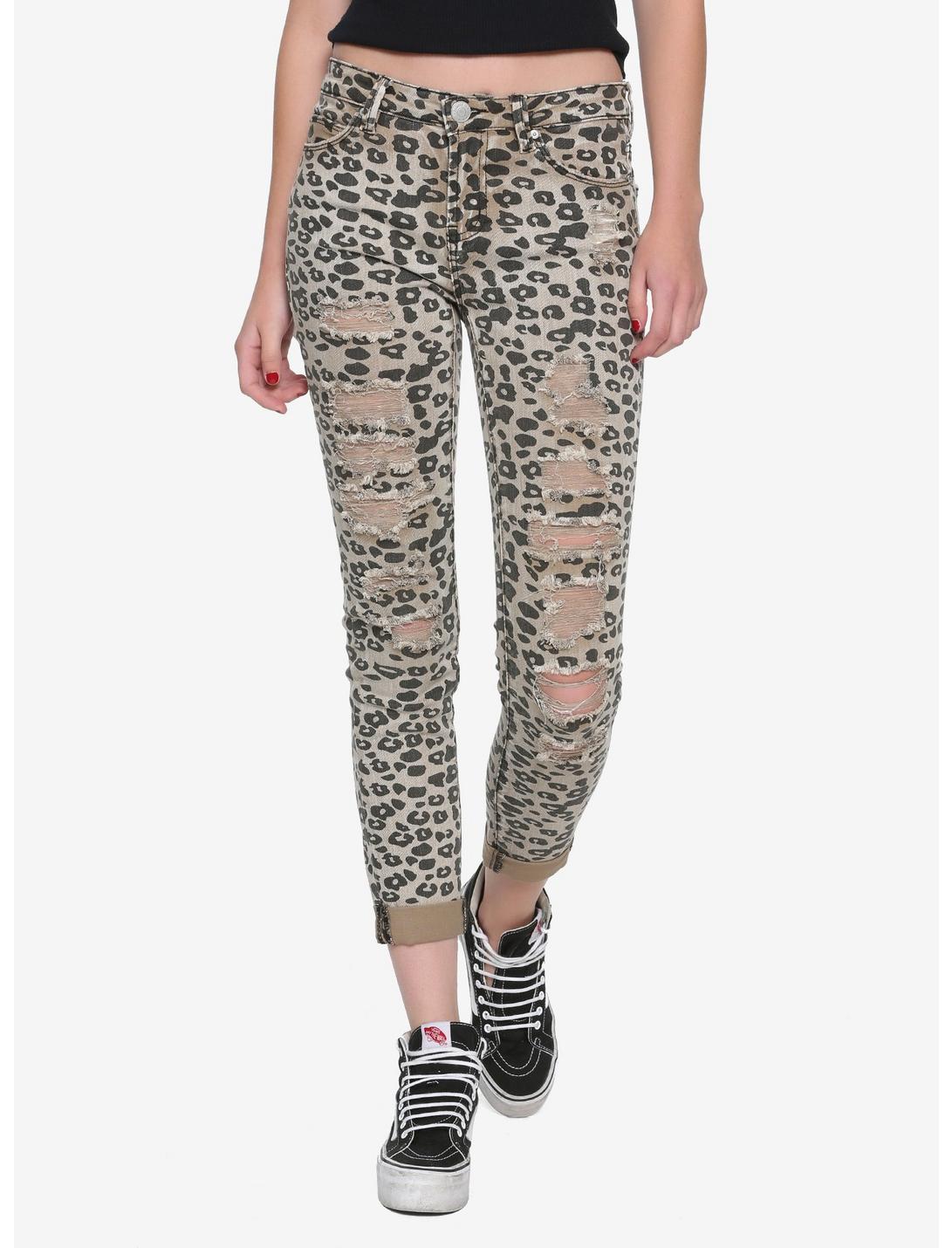Almost Famous Animal Print Ripped Jeans, ANIMAL, hi-res