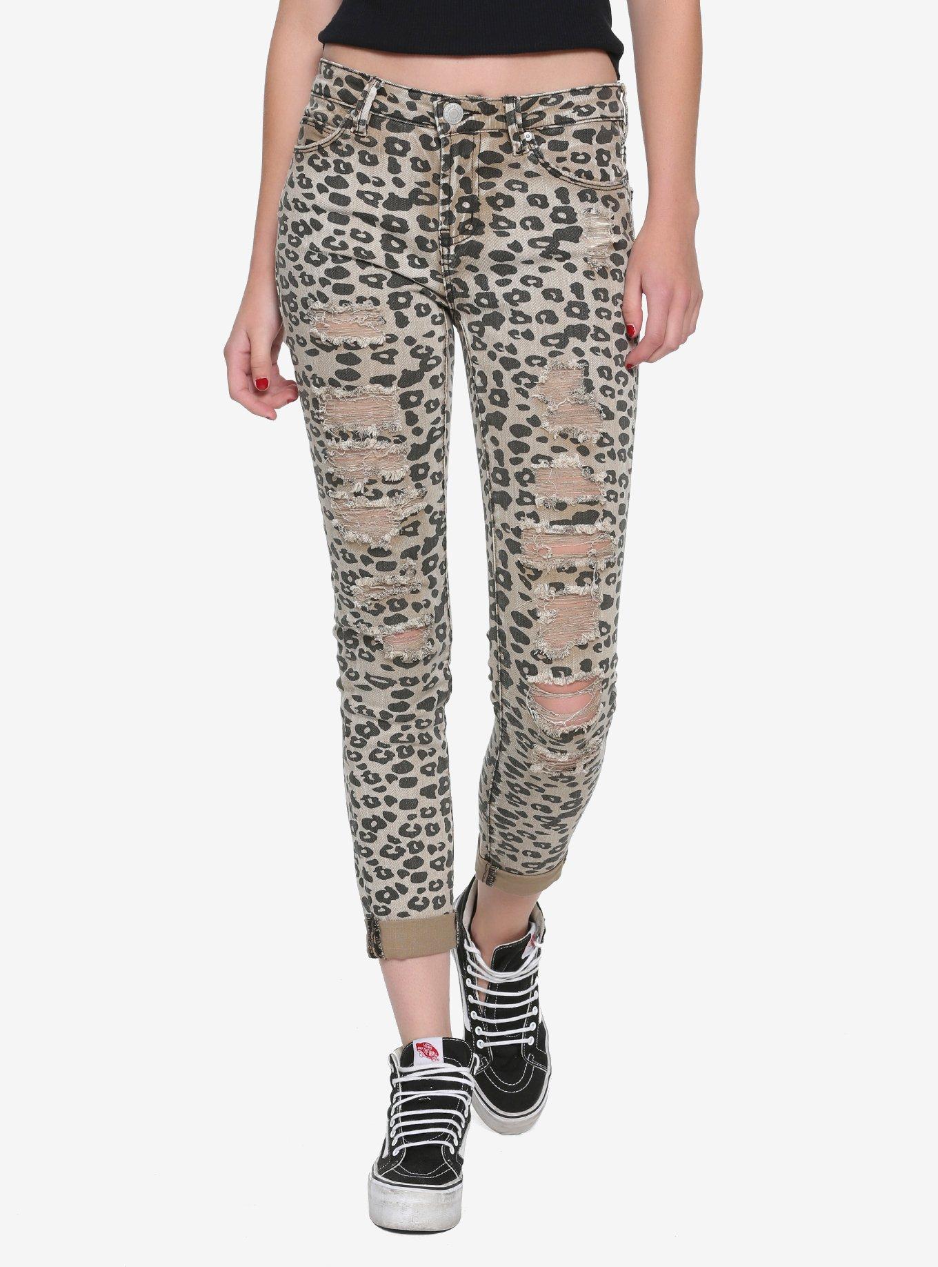 Almost Famous Animal Print Ripped Jeans, ANIMAL, hi-res