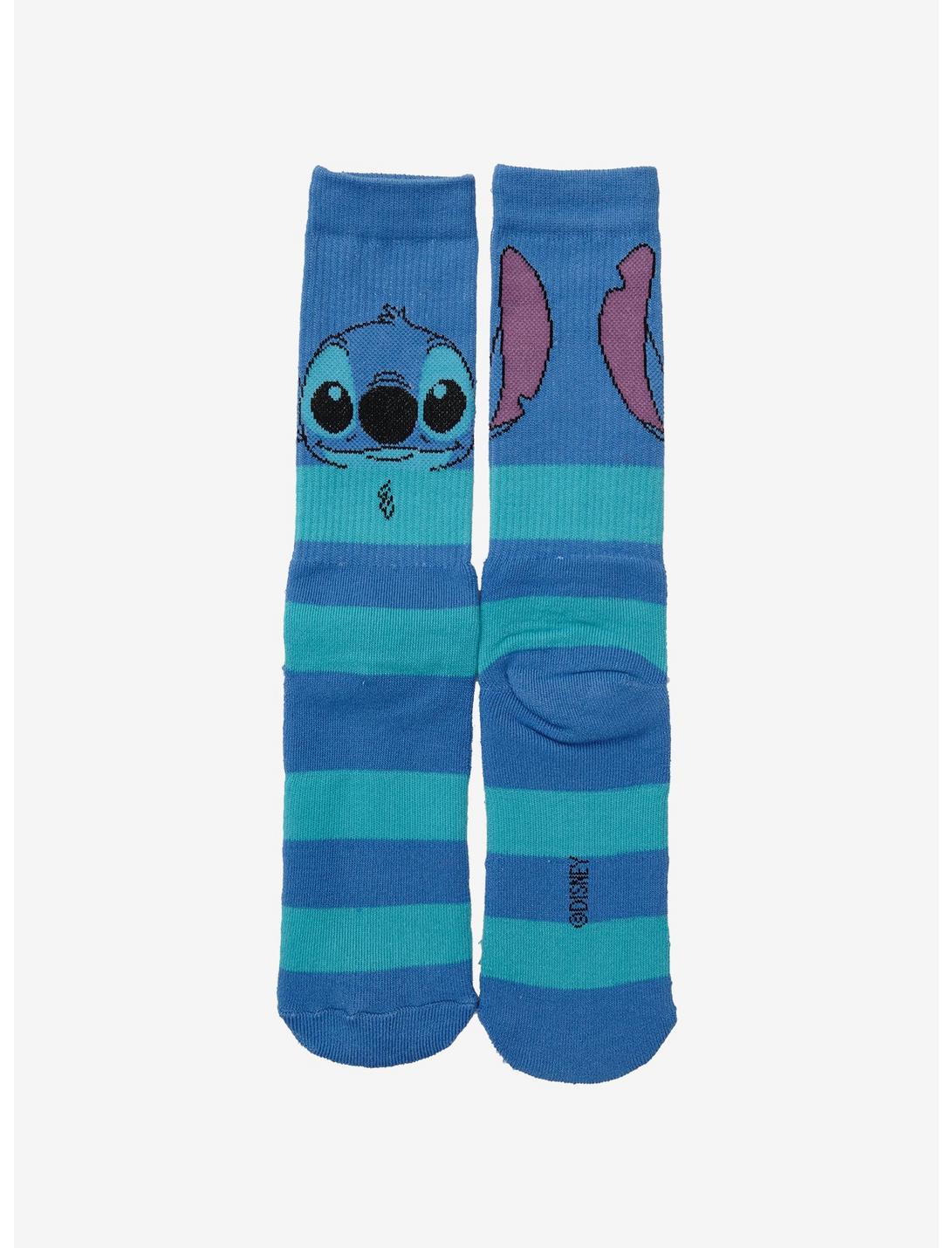 Disney Lilo & Stitch Face Striped Crew Socks - BoxLunch Exclusive, , hi-res