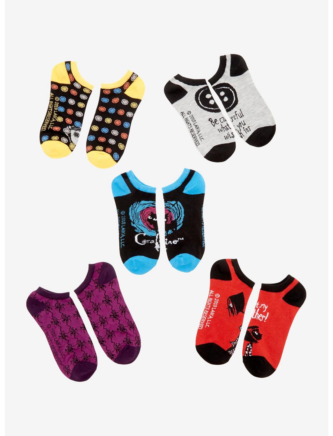 Coraline Button No-Show Socks 5 Pair, , hi-res