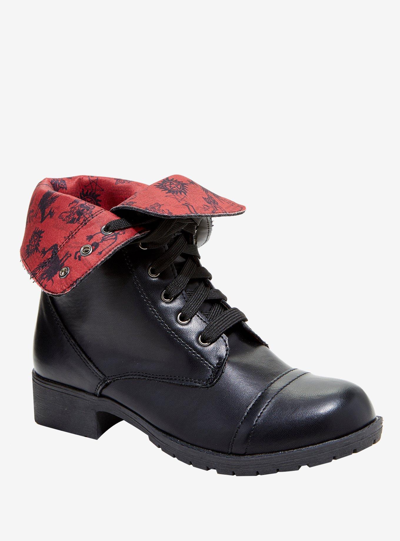 Supernatural Embossed Anti-Possession Combat Boots, BLACK, hi-res