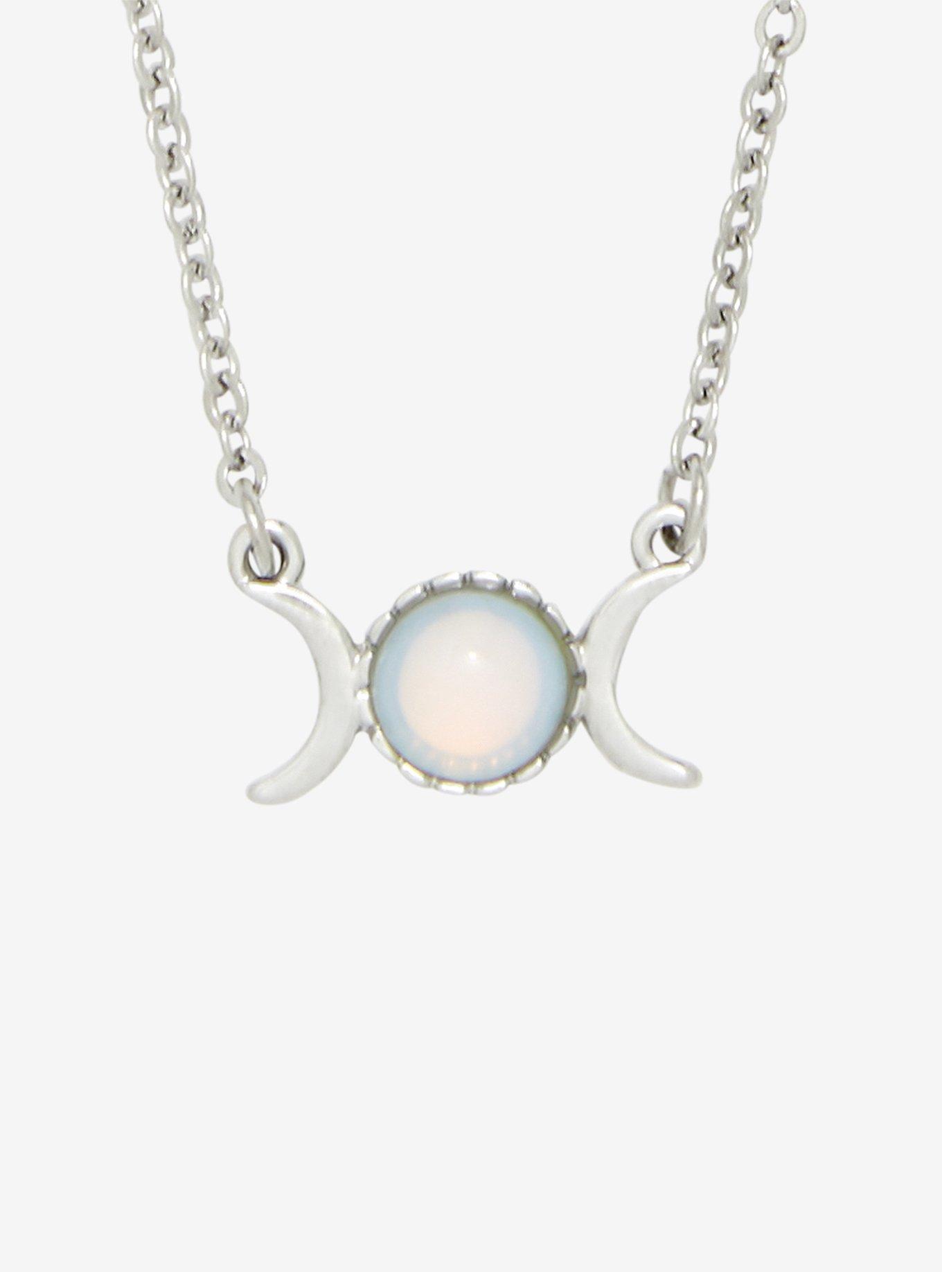Blackheart Double Crescent Moon Moonstone Necklace, , hi-res