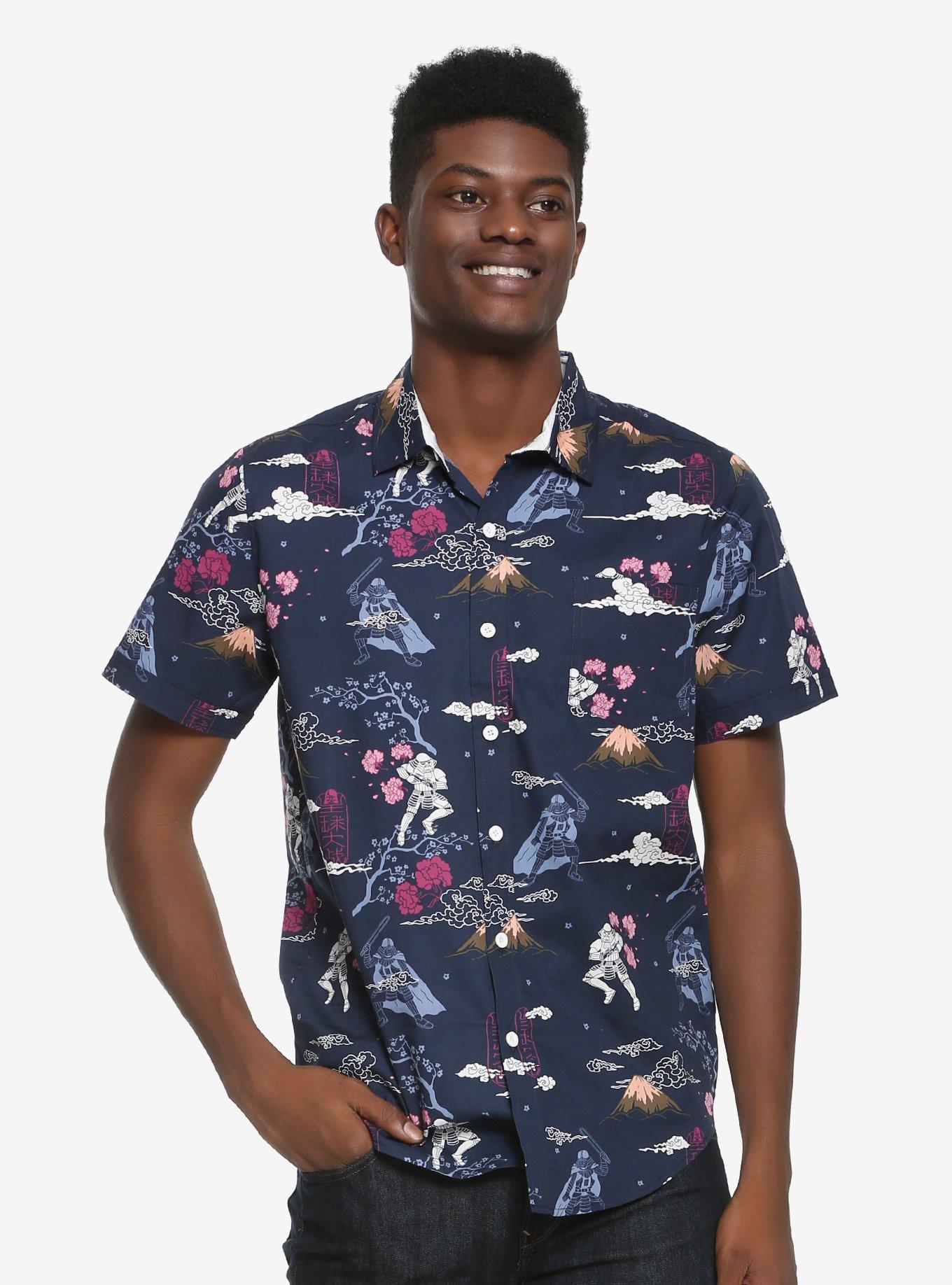 Star Wars Darth Vader & Stormtrooper Volcano Woven Button-Up, BLACK, hi-res