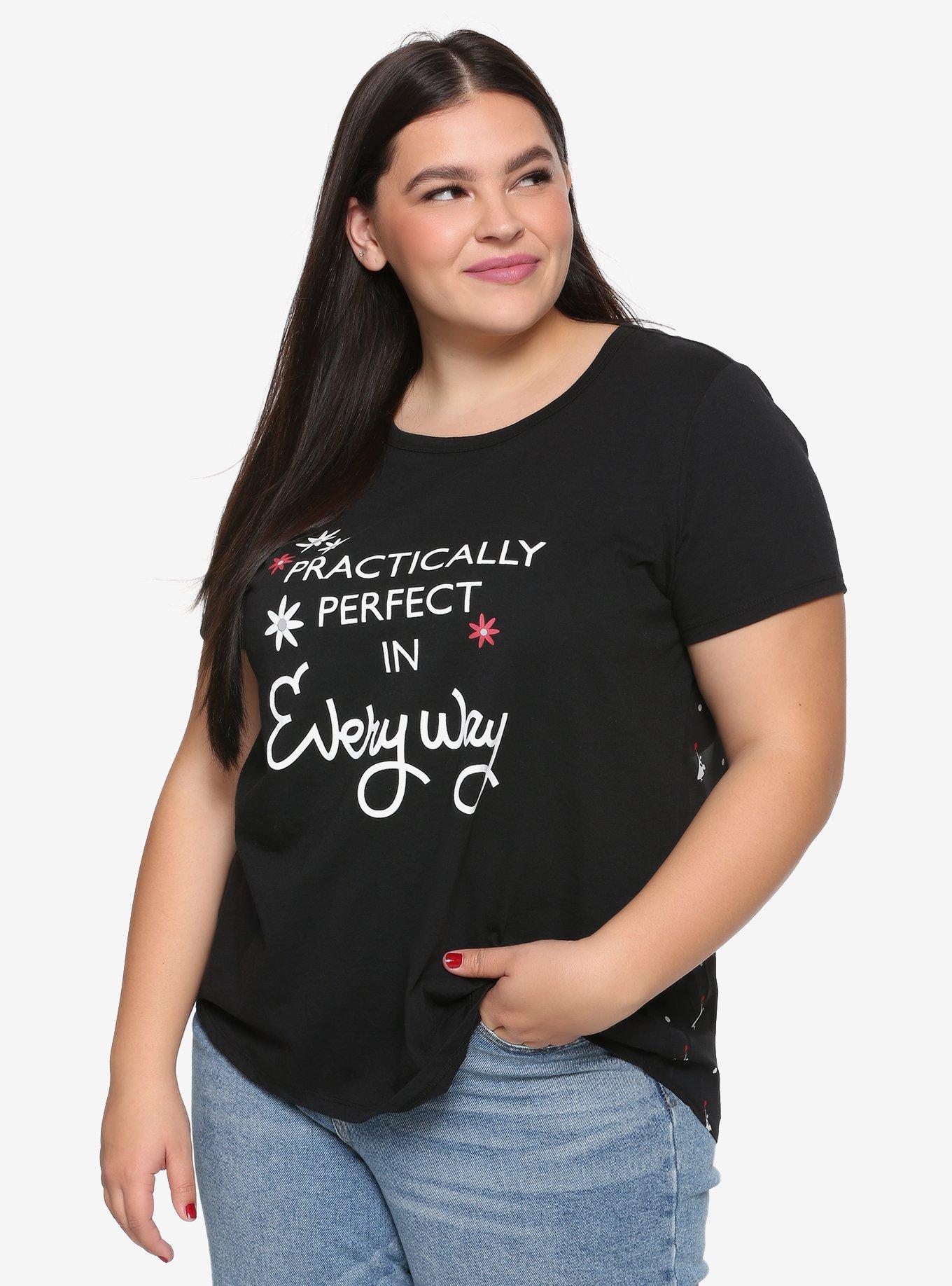 Her Universe Disney Mary Poppins Returns Practically Perfect Chiffon Back Girls Top Plus Size, WHITE, hi-res