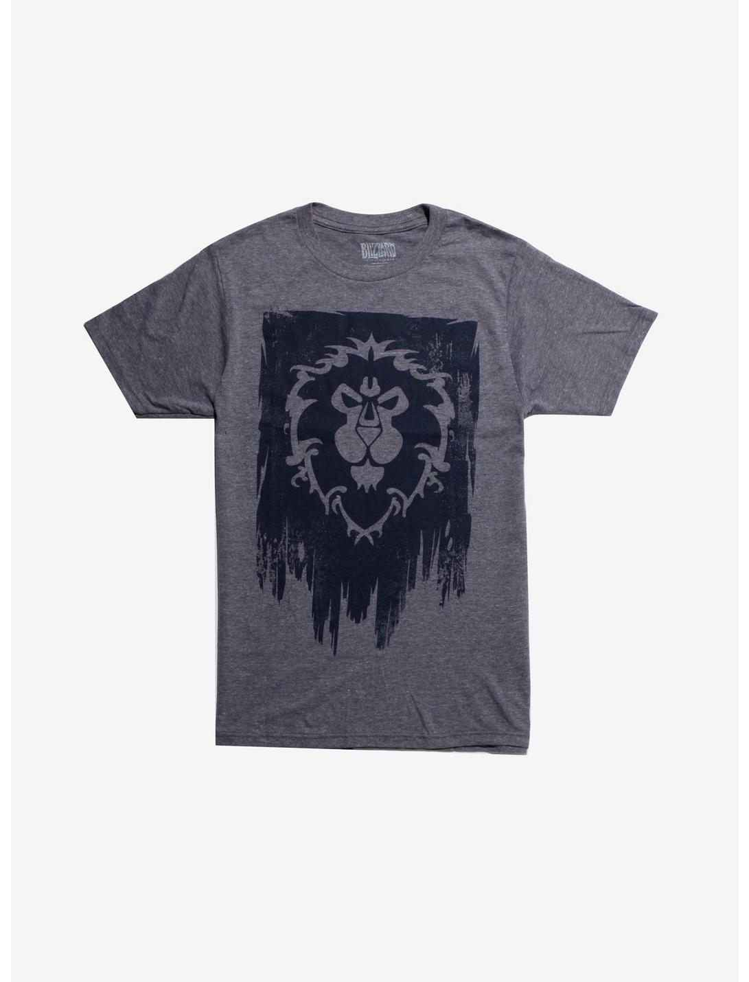 Word Of Warcraft Alliance Lion Banner T-Shirt, GREY, hi-res