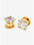 Steel Gold Tone Faux Diamonds Spool Plug 2 Pack, GOLD, hi-res
