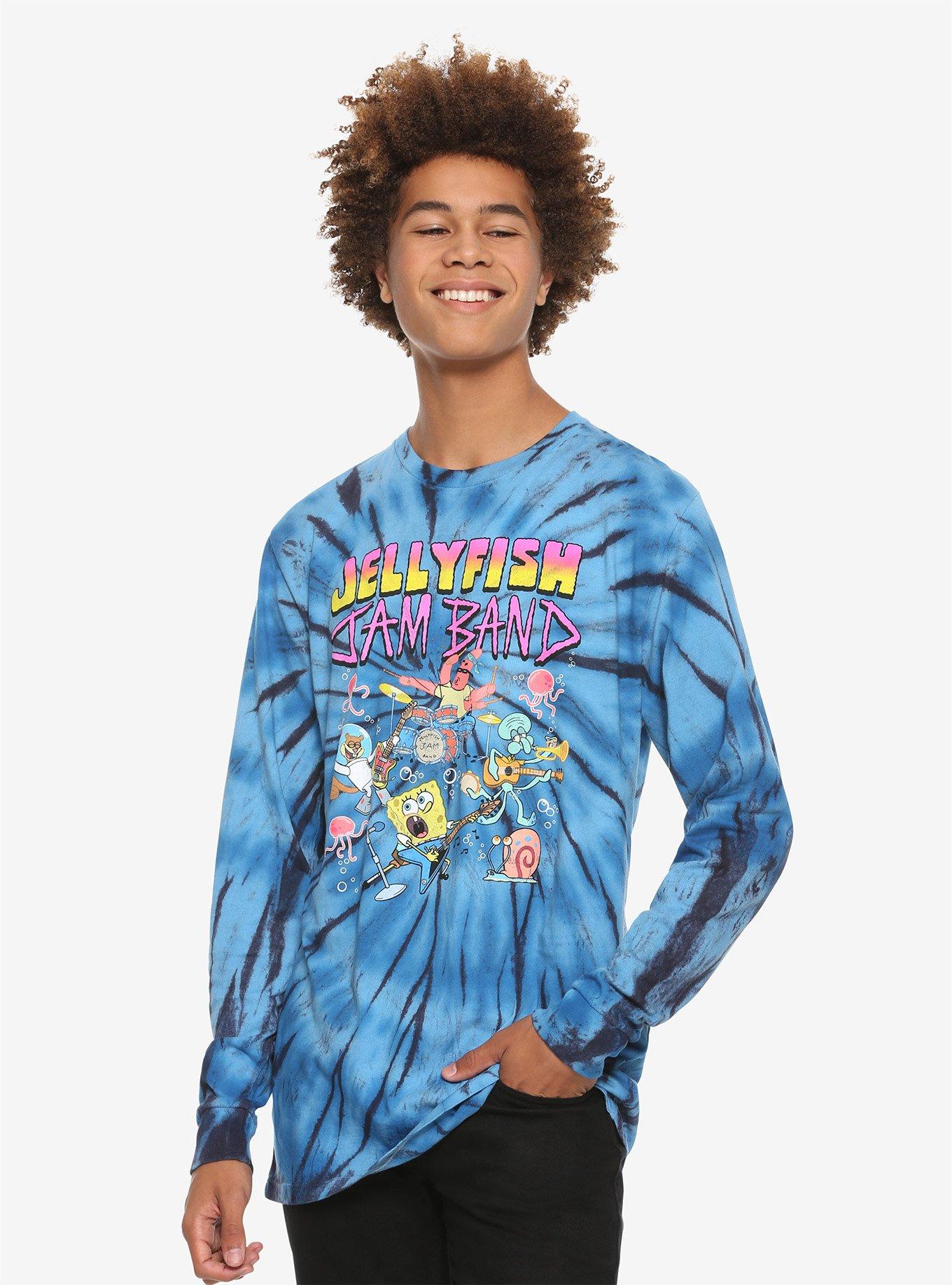 SpongeBob SquarePants Jellyfish Jam Band Tie-Dye Long-Sleeve T-Shirt, MULTI TIE DYE, hi-res