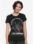 Scream Woodsboro Hotline Womens T-Shirt - BoxLunch Exclusive, BLACK, hi-res