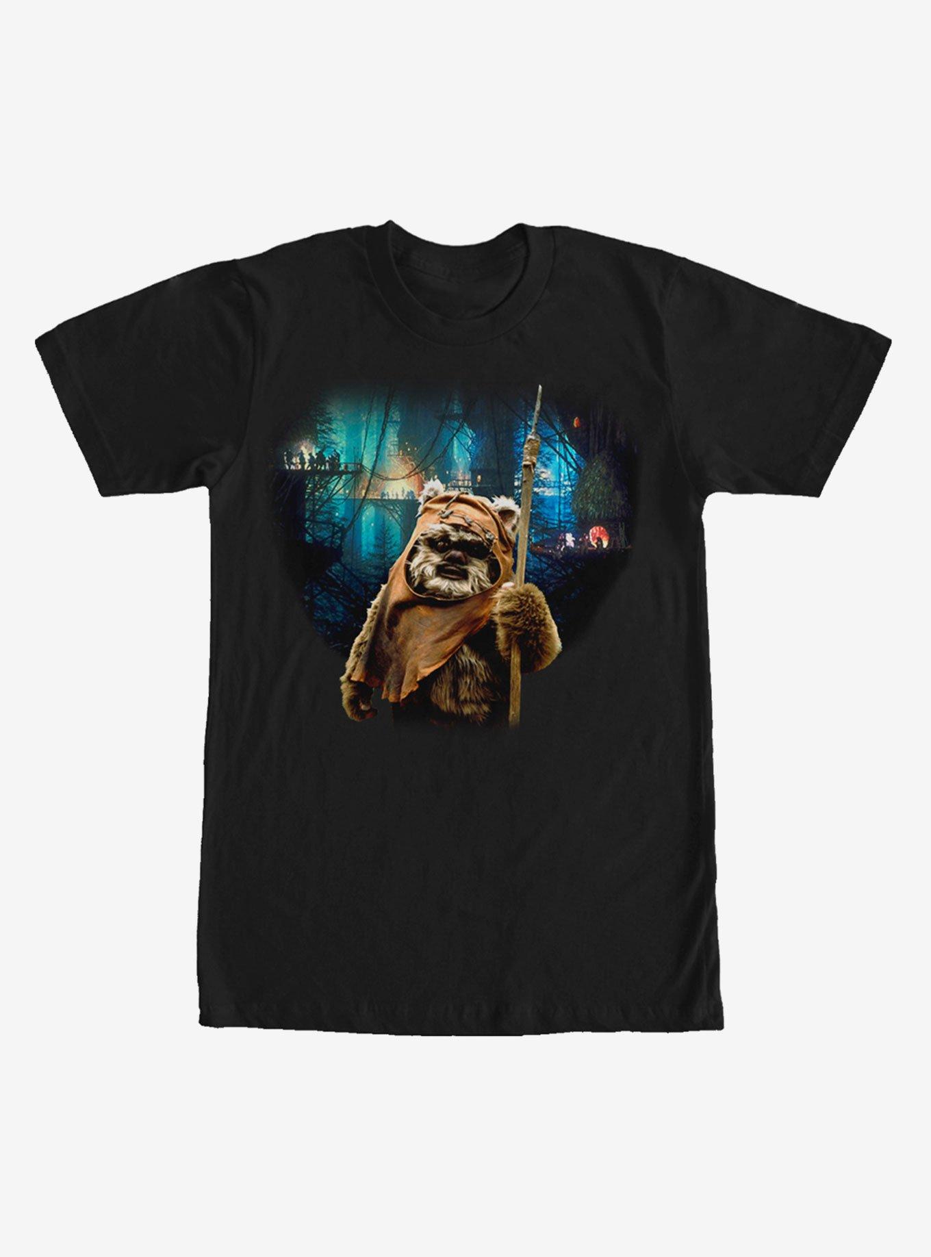 Star Wars Tree Village Wicket Ewok T-Shirt, BLACK, hi-res