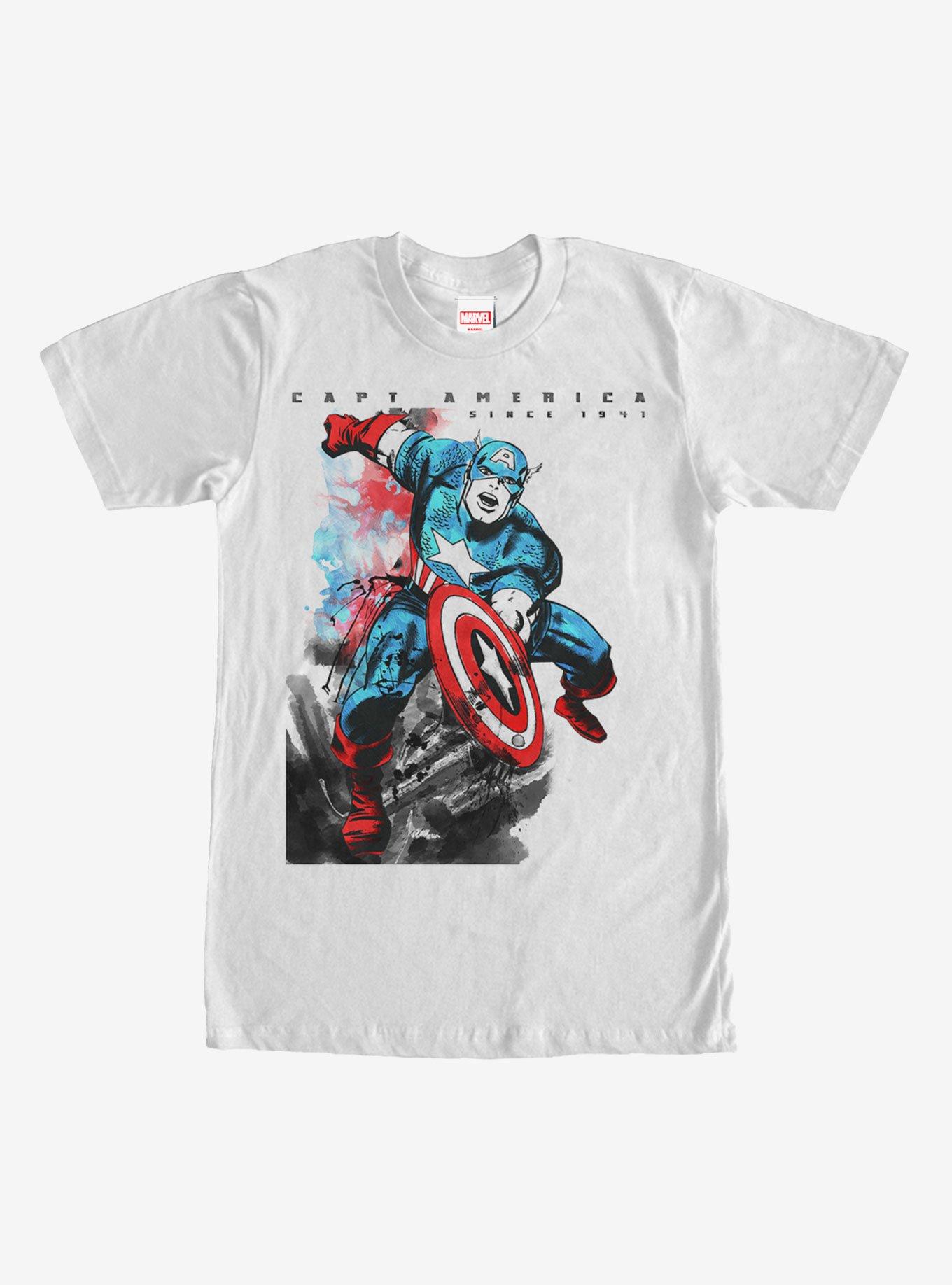 Marvel Captain America Watercolor Print T-Shirt, , hi-res