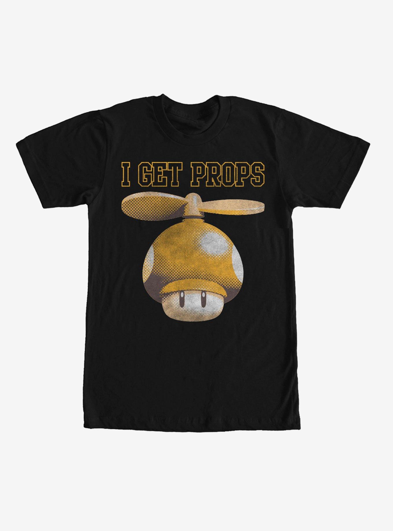 Nintendo Mario Mushroom I Get Props T-Shirt, BLACK, hi-res