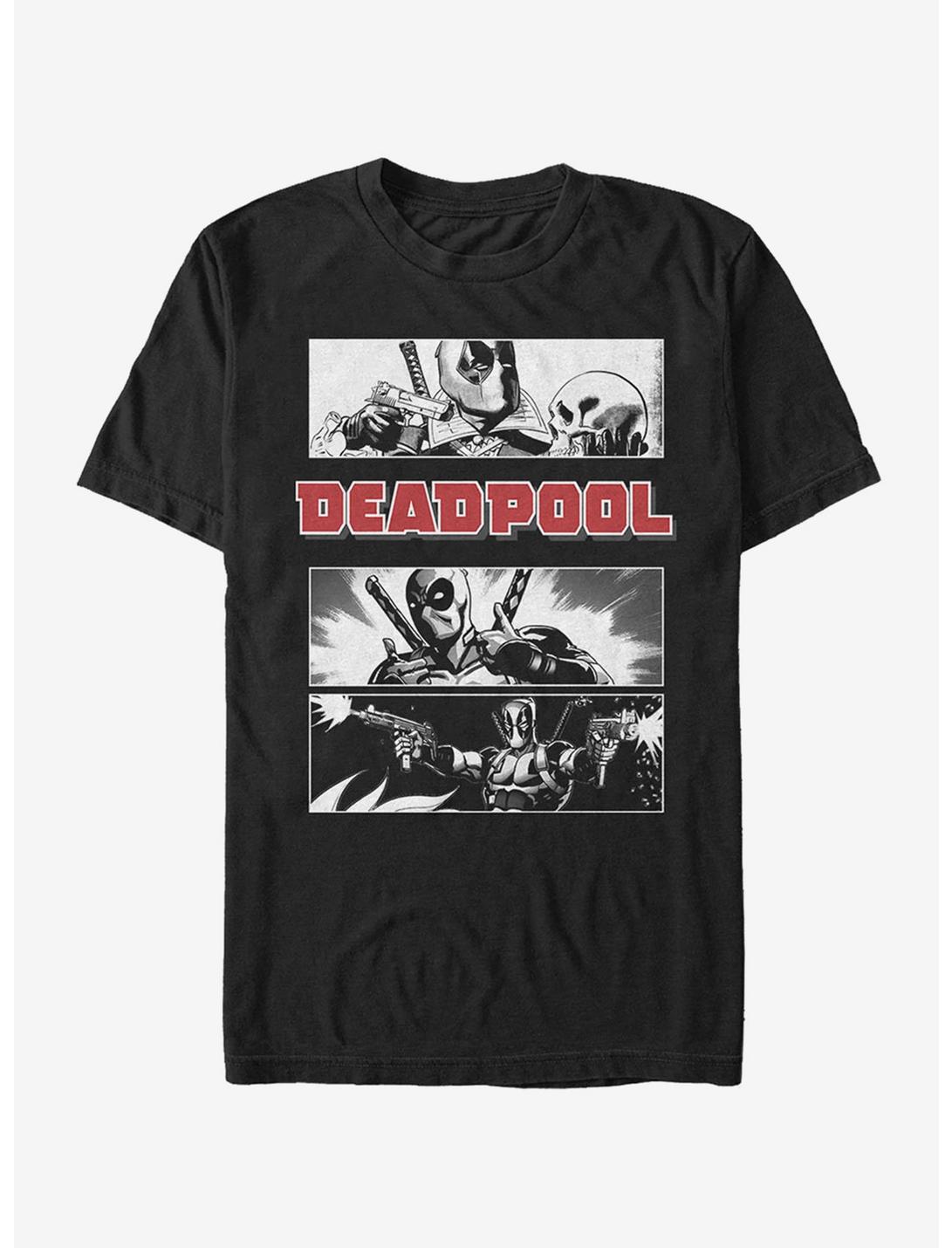 Marvel Deadpool Grayscale Panels T-Shirt, BLACK, hi-res
