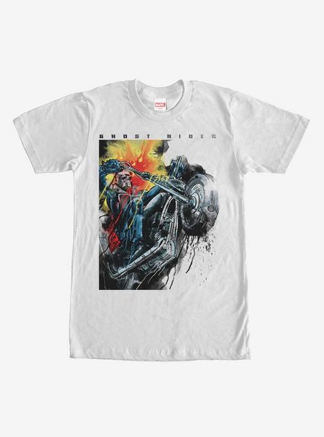 Marvel Ghost Rider Paint Splatter Print T-Shirt - WHITE | BoxLunch