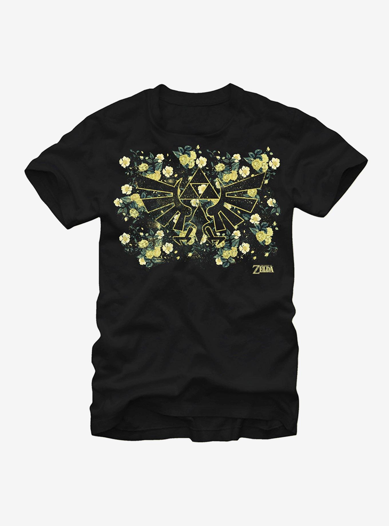 Nintendo Legend of Zelda Hyrule Flowers T-Shirt, BLACK, hi-res