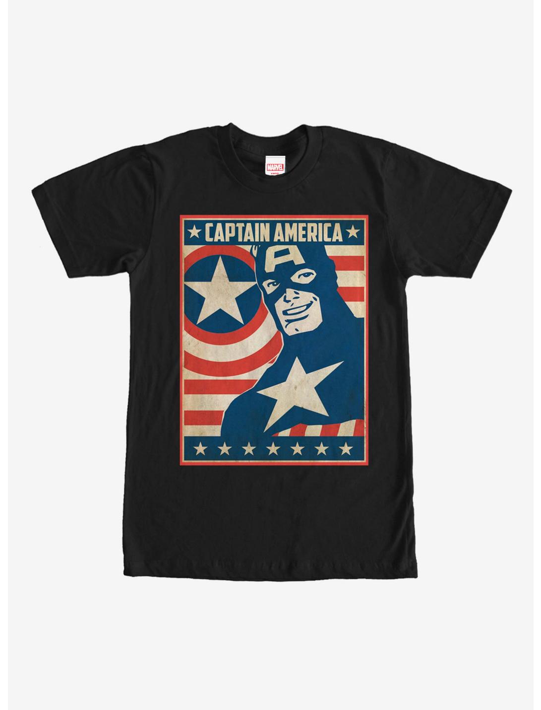 Marvel Captain America Poster T-Shirt, BLACK, hi-res