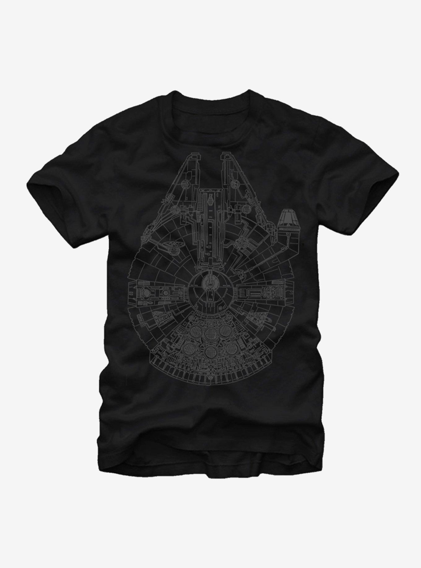 Star Wars Millennium Falcon Outline T-Shirt, BLACK, hi-res