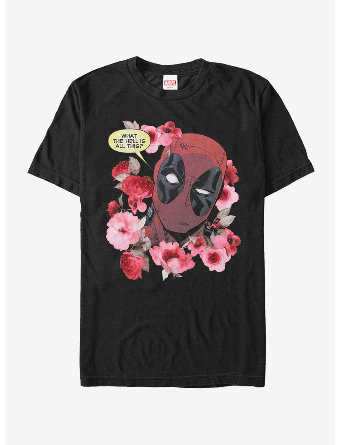 Marvel Deadpool Flowers T-Shirt, BLACK, hi-res