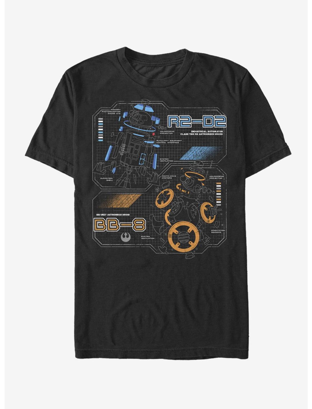 Star Wars Droid Schematics T-Shirt, BLACK, hi-res