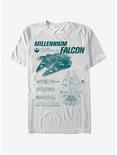 Star Wars The Force Awakens Millennium Falcon Blueprints T-Shirt, WHITE, hi-res