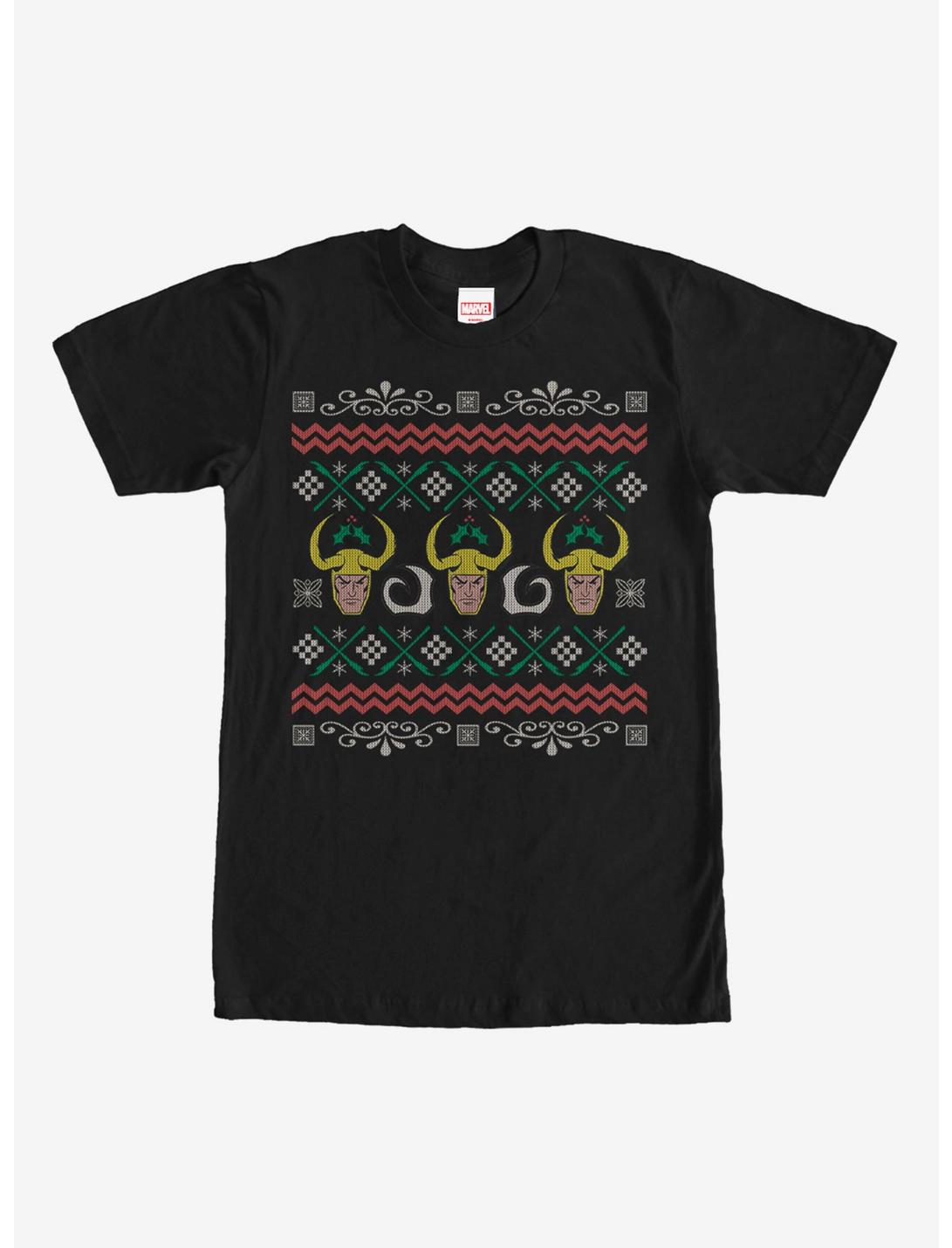 Marvel Loki Christmas Sweater T-Shirt, BLACK, hi-res