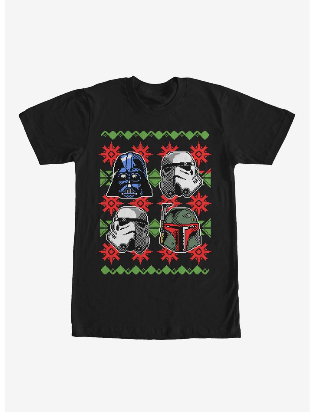 Star Wars Ugly Christmas Sweater Empire Helmets T-Shirt, BLACK, hi-res