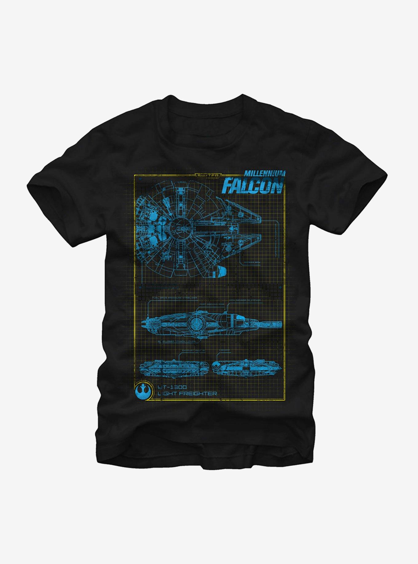 Star Wars Millennium Falcon Blueprint T-Shirt, , hi-res