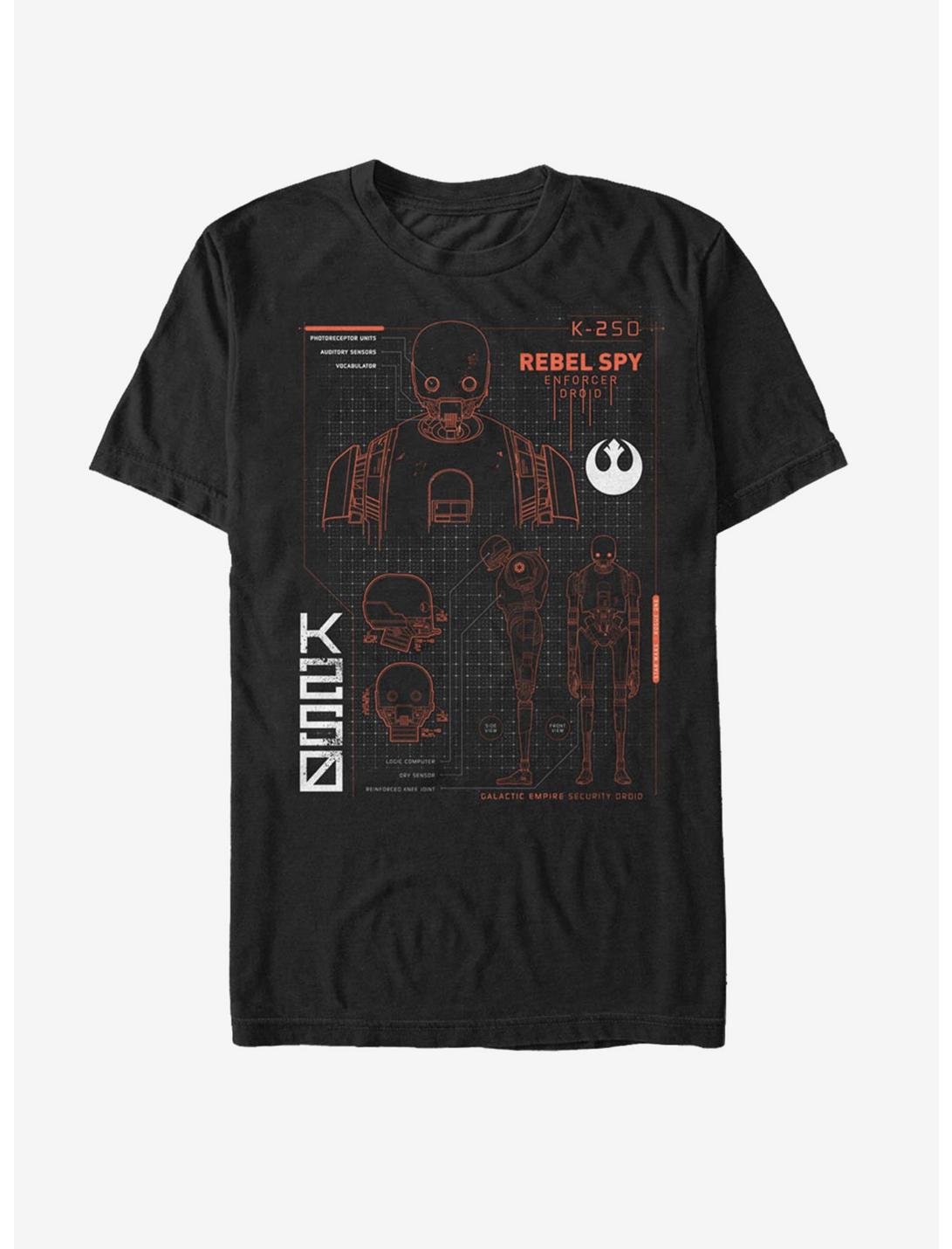Star Wars K-2SO Rebel Spy Schematic Print T-Shirt, BLACK, hi-res