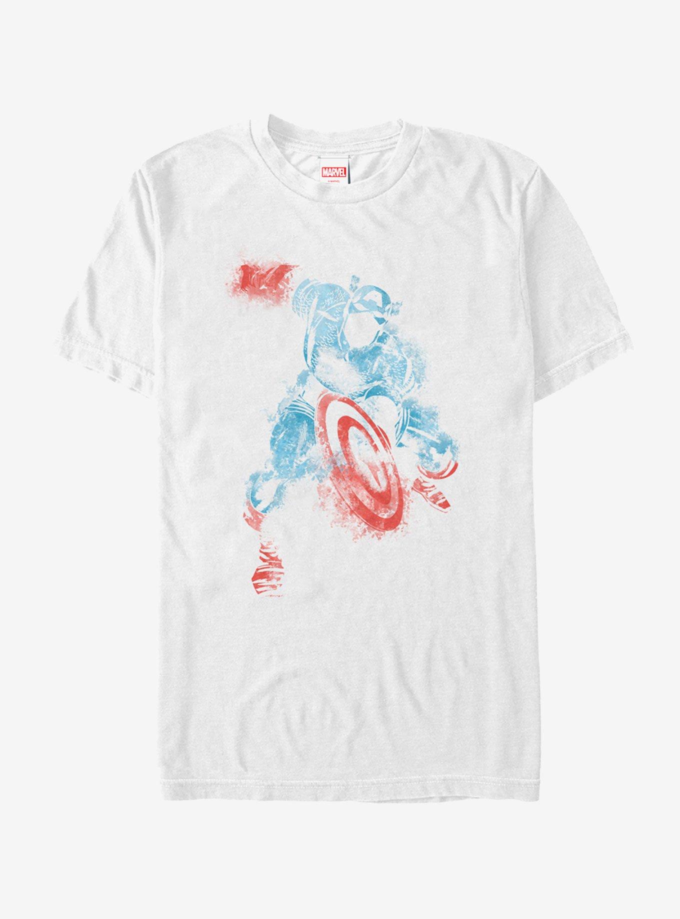 Marvel Captain America Watercolor T-Shirt - WHITE | BoxLunch