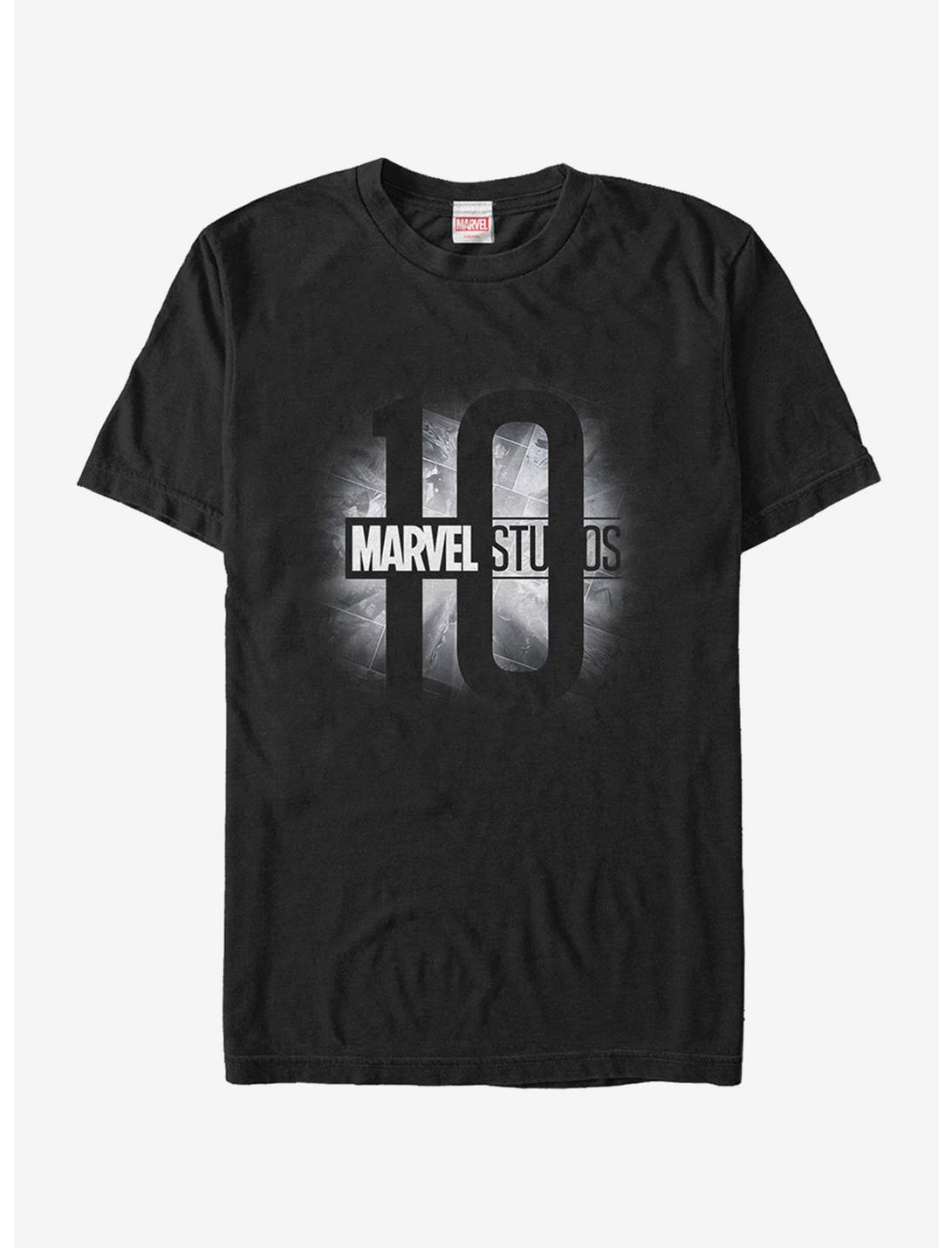 Marvel 10 Studio Anniversary Grayscale Logo T-Shirt, BLACK, hi-res