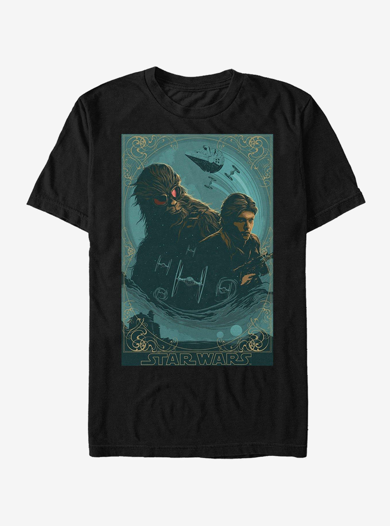 Star Wars Ornate Han Chewie Frame T-Shirt, BLACK, hi-res