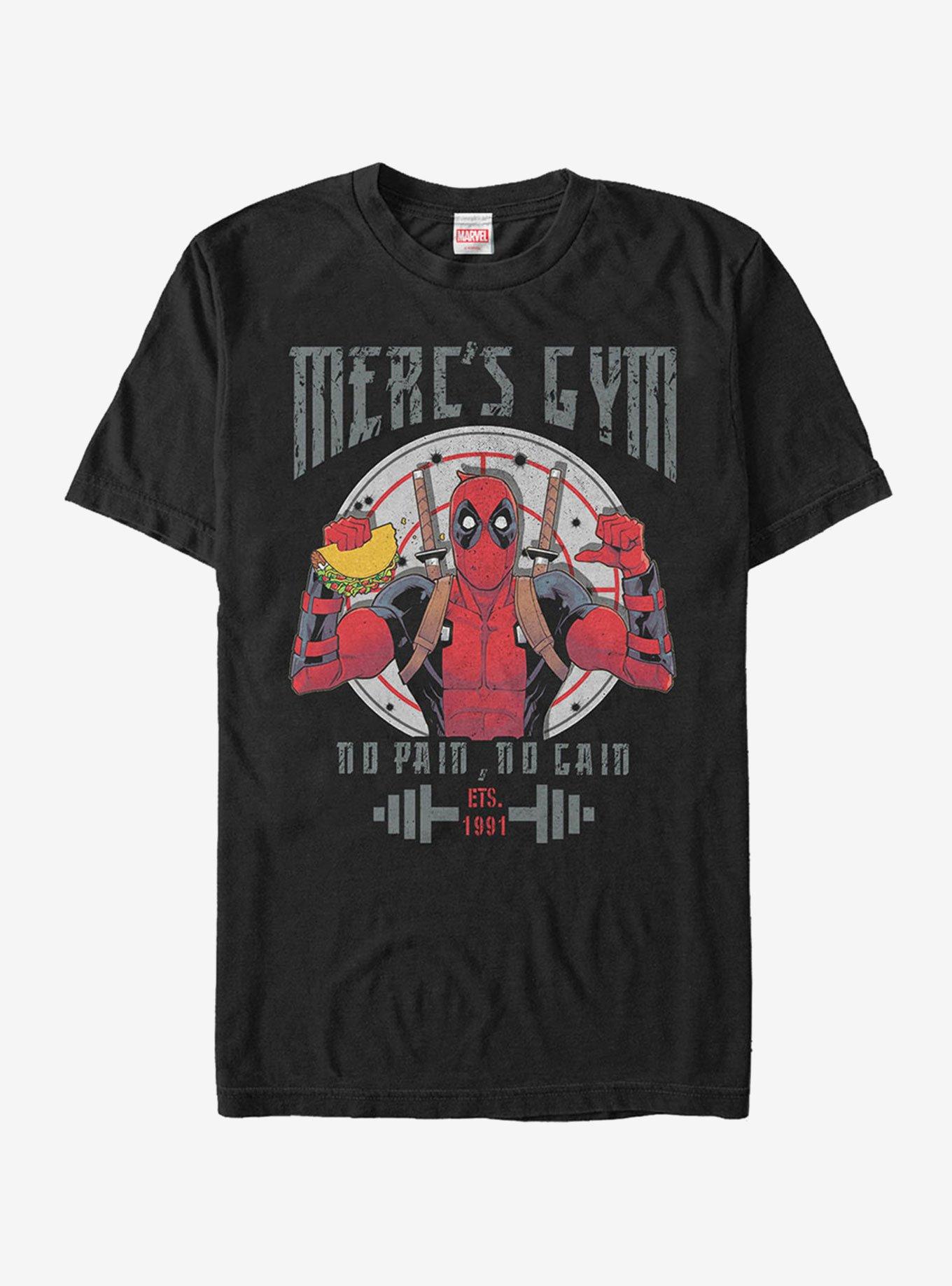 Marvel Deadpool Gym No Pain No Gain T-Shirt, BLACK, hi-res