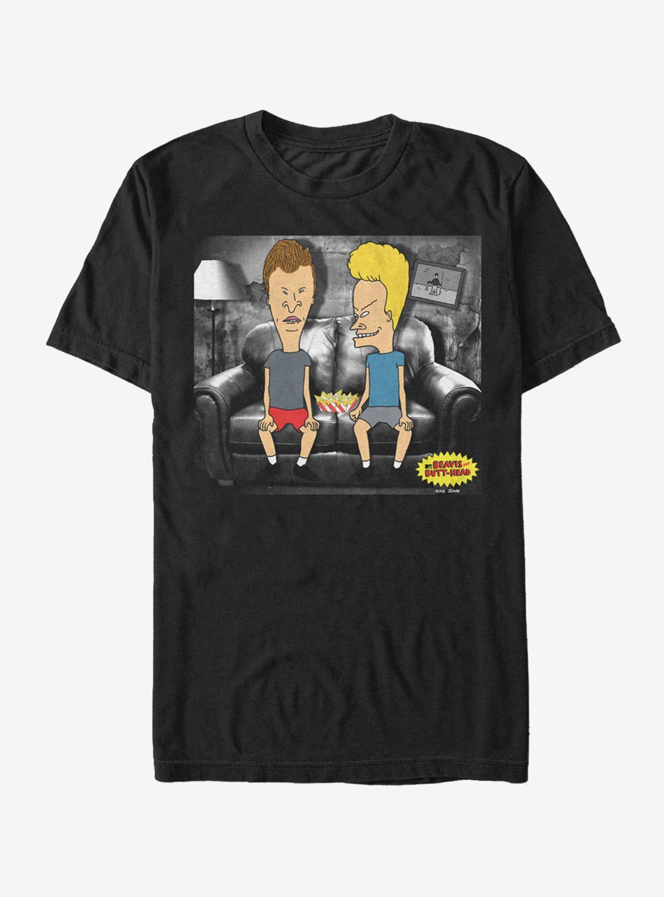 Beavis and Butt-Head Watching Music Videos T-Shirt, BLACK, hi-res
